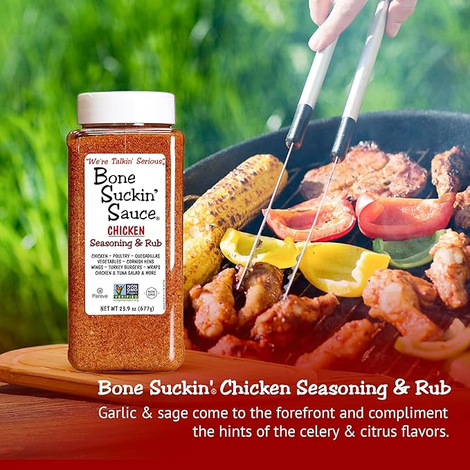 Bone Suckin' Sauce Bulk Seasoning & Rub - Brown Sugar, Garlic, Onion, Spices - Non-GMO, Gluten-Free, Fat-Free, Kosher, Pareve, No MSG (1 Pack, Chicken)