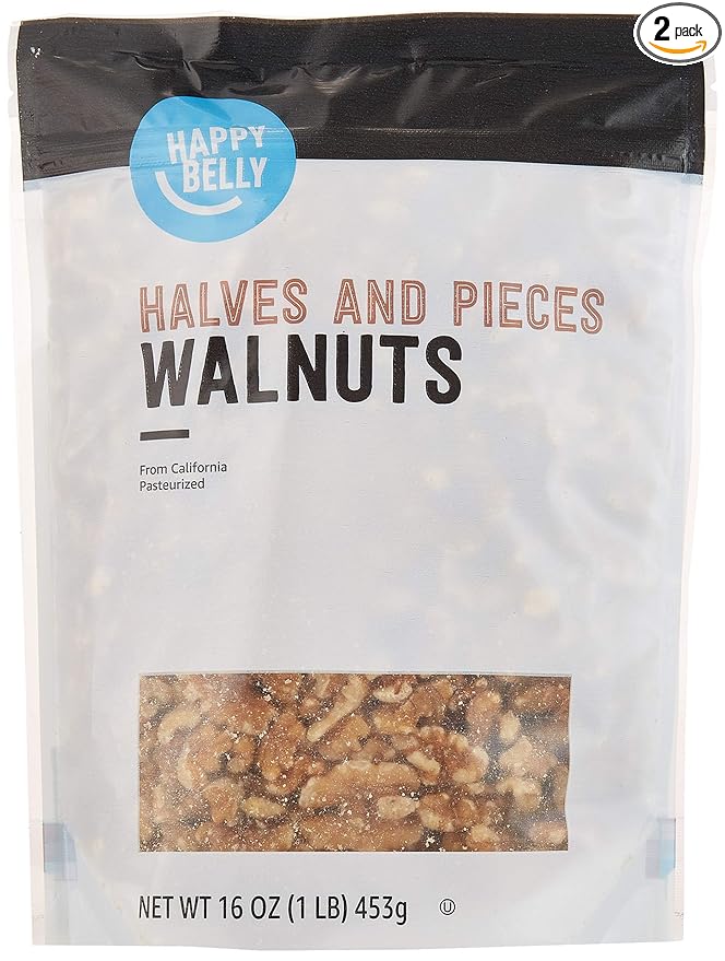 Happy Belly California Walnuts Halves and Pieces, 16 ounce (Pack of 2)
