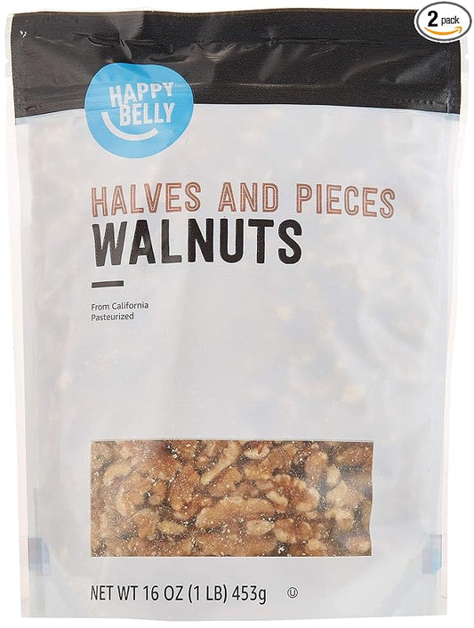 Happy Belly California Walnuts Halves and Pieces, 16 ounce (Pack of 2)