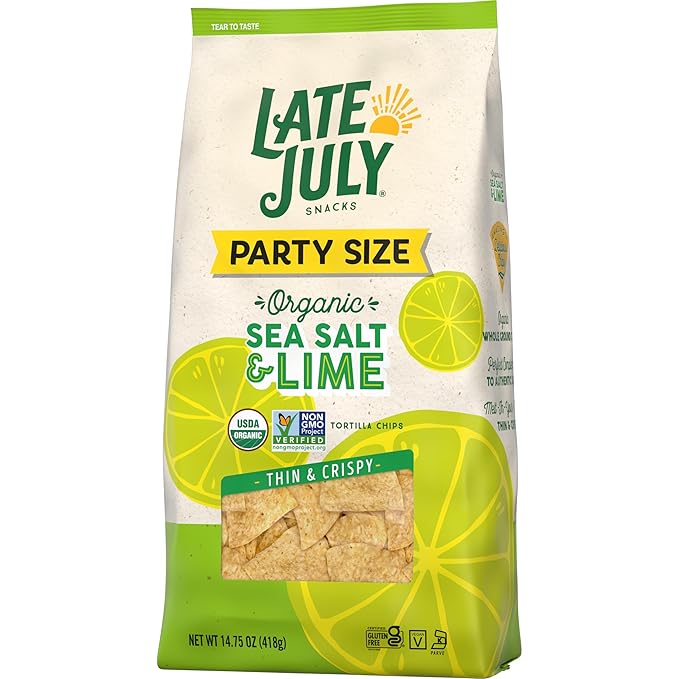 Late July Sea Salt & Lime Organic Tortilla Chips, 14.75 Oz Bag (Pack of 2)