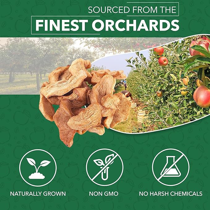 HARVEAST Dried Apples - Dehydrated Sliced Apple Snack - Tender & Sweet Whole Dried Fruits - Vegan Treats in Resealable Pack - Sugar Free, Non-GMO, Unsulfured, Gluten Free & Kosher (20 Oz, 2 Packs)