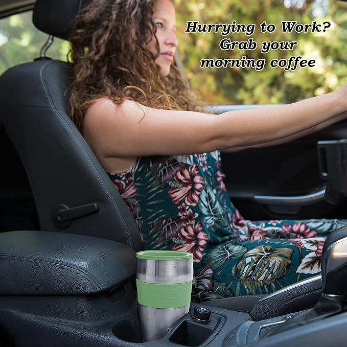 Mixpresso Green Personal Single Serve Coffee Maker with 14oz Travel Mug, Drip Small Coffee Maker with Auto Shut Off, Reusable Filter, Works with Ground Coffee Only ??Not for K-Cup Pods