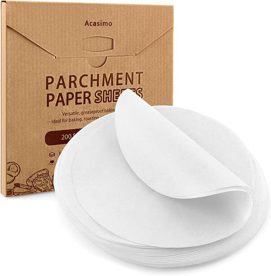 200Pcs Parchment Paper Rounds, 12 Inch Baking Parchment Circles, Precut Baking Sheets Round, Burger Patty Paper Liners for Tortilla Press, Cake Pan, Air Fryer, Springform Pan, Pizza Pan, Cake Cookie