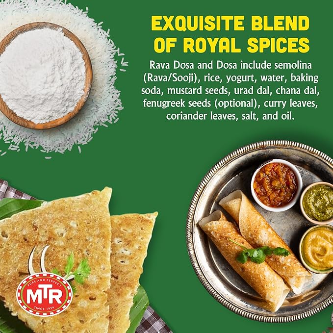 MTR Instant Assorted Mix - Ready to Cook Authentic Indian Breakfast, Lunch, Dinner or Snack Meal - No Added Preservatives - A Quick & Easy Recipe Suitable for Vegetarians - (Dosa Mixes, Pack of 2)