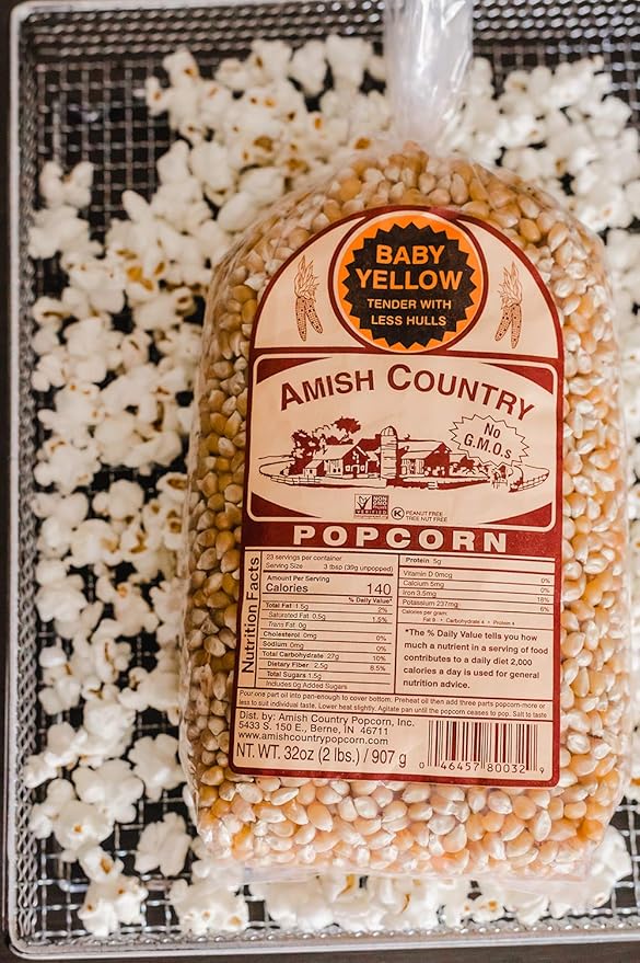 Amish Country Popcorn | 2 lb Bag | Baby Yellow Popcorn Kernels | Old Fashioned, Non-GMO and Gluten Free (Baby Yellow - 2 lb Bag)