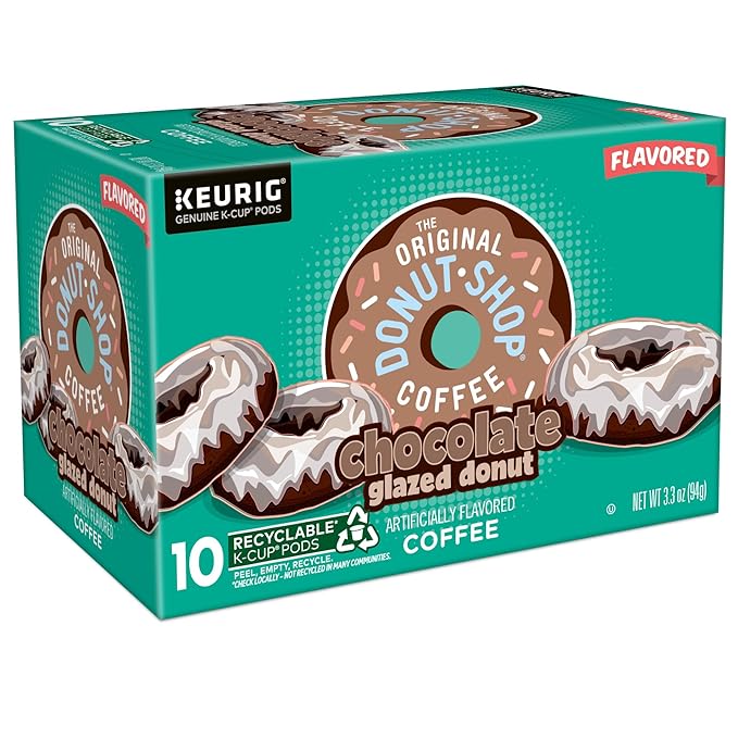 The Original Donut Shop Coffee Chocolate Glazed Donut Keurig Single-Serve K-Cup Pods, Medium Roast Coffee, 60 Count (6 Packs of 10)