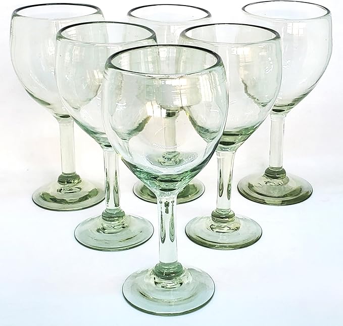 Clear 13 oz Wine Glasses (set of 6), Recycled Glass, Lead-free, Toxin-Free (13 oz Wine)