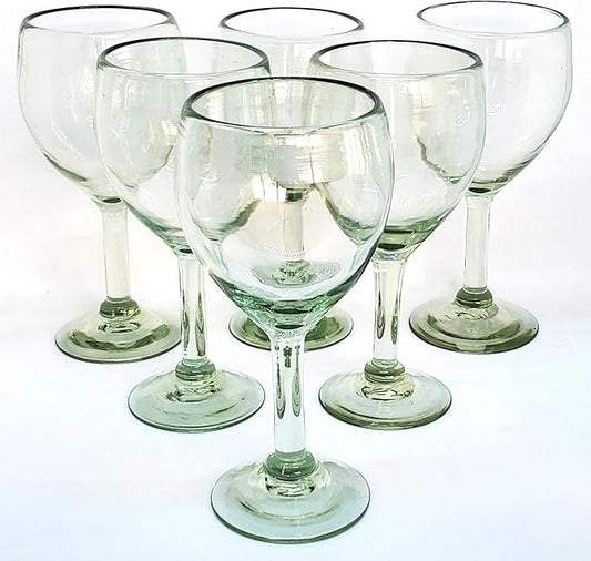 Clear 13 oz Wine Glasses (set of 6), Recycled Glass, Lead-free, Toxin-Free (13 oz Wine)