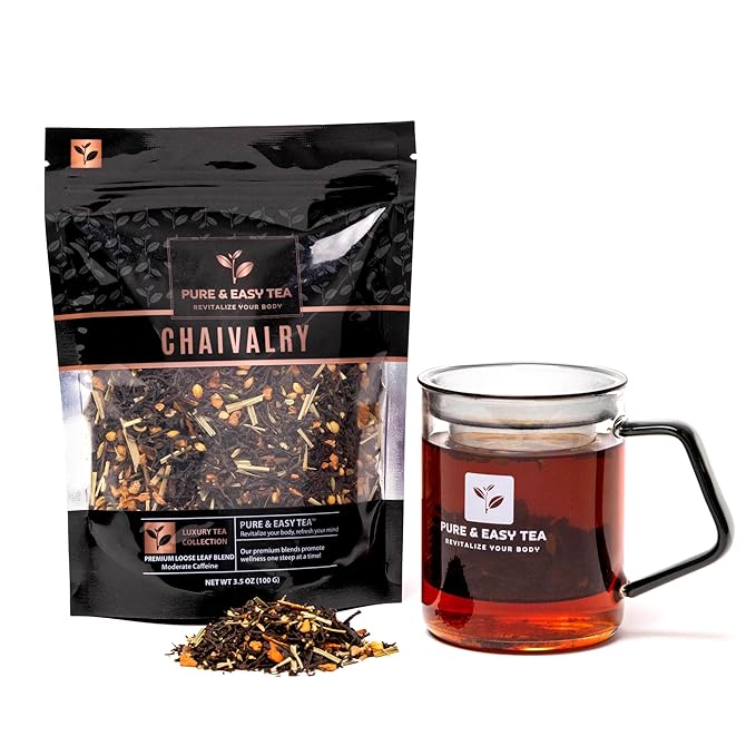 Pure And Easy Tea, Signature Chai Spiced Blend, Premium Loose Leaf Black Tea, 100% Natural, Bold & Spicy, Caffeinated, 100g/3.5oz