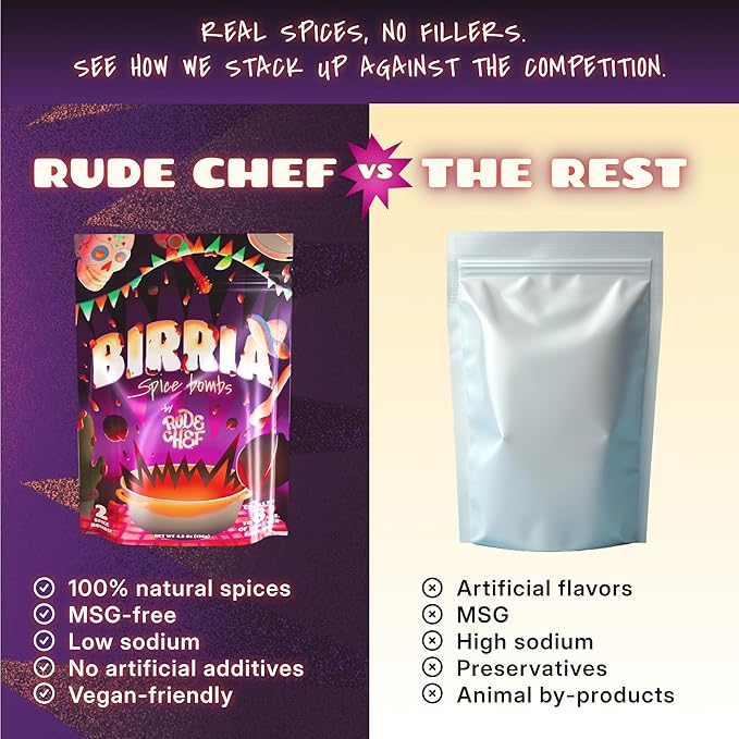 𝗪𝗜𝗡𝗡𝗘𝗥 - 𝗕𝗘𝗦𝗧 Birria Bomb Balls - 𝗠𝗦𝗚-𝗙𝗥𝗘𝗘 Authentic Birria Taco Seasoning - Cooks up to 8 lbs - Vegan Recipe for Instant Pot & Slow Cooker - 2 Pack
