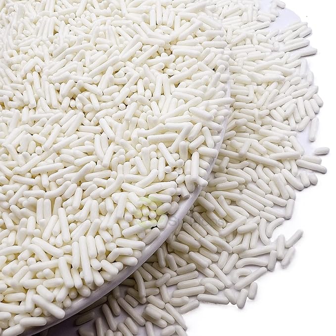 SE Si&Moos White Sprinkles Edible White Jimmies Soft Jimmy Sprinkles Halloween Cake Decorations Christmas Cookie Decorations for Topping Ice Cream, Cookies, Cakes, Cupcakes, Dessert Decorating 2.75 OZ