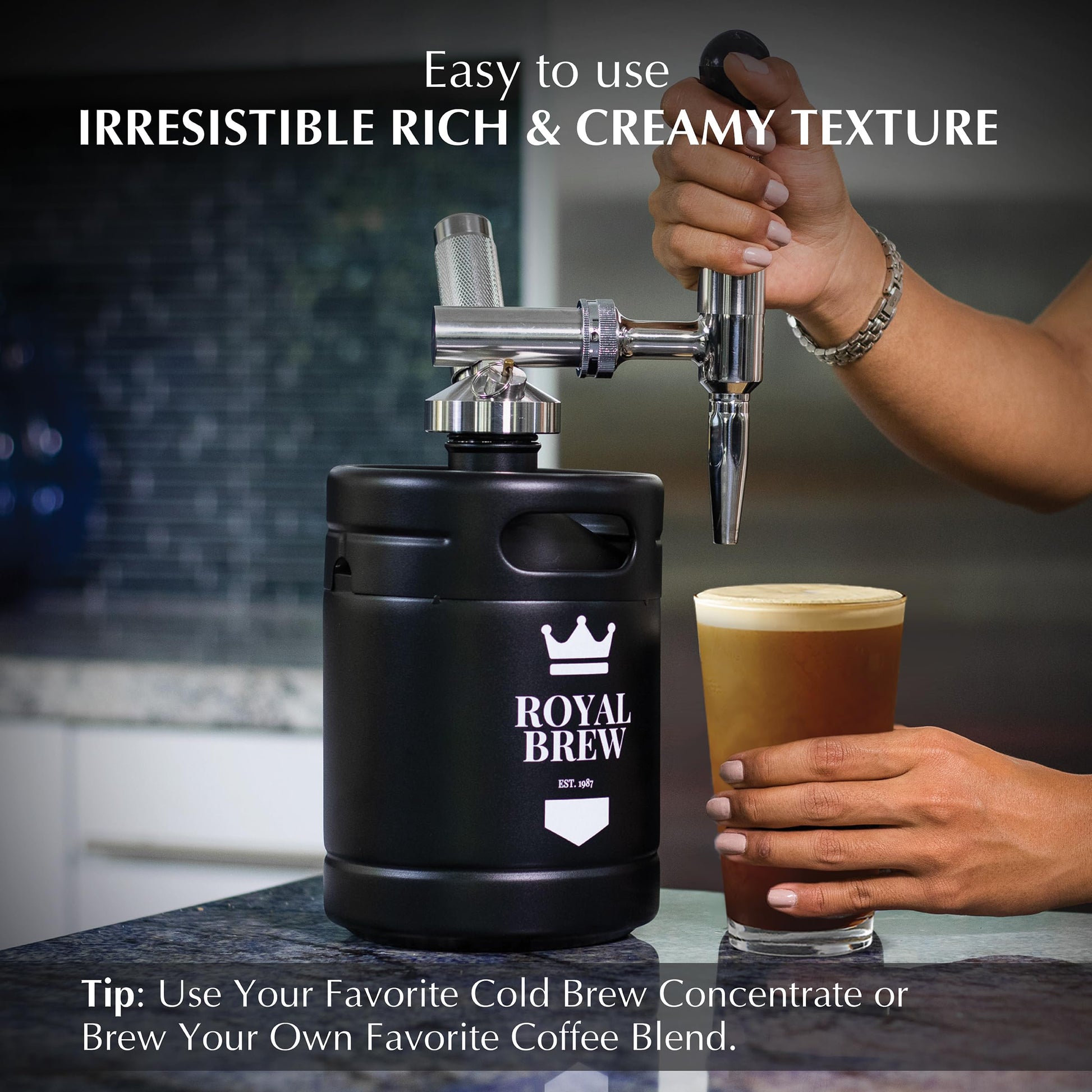 The Original Royal Brew Nitro Cold Brew Coffee Maker - Gift for Coffee Lovers - 64 oz Home Keg