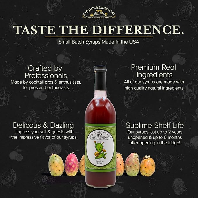Liquid Alchemist Prickly Pear Syrup for Cocktails - Real Ingredients Make our Mixer Perfect for a Summer Cocktail and Margarita Mix - Vegan & Non-GMO (25.4 oz)