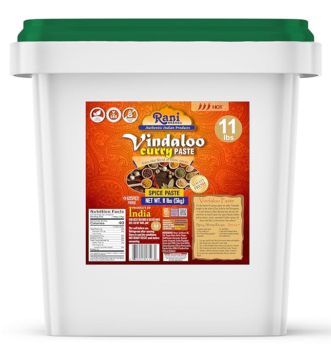 Rani Vindaloo Curry Cooking Spice Paste, Hot! 176oz (11lbs) 5kg Bulk ~ No Colors | All Natural | NON-GMO | Kosher | Vegan | Gluten Free | Indian Origin