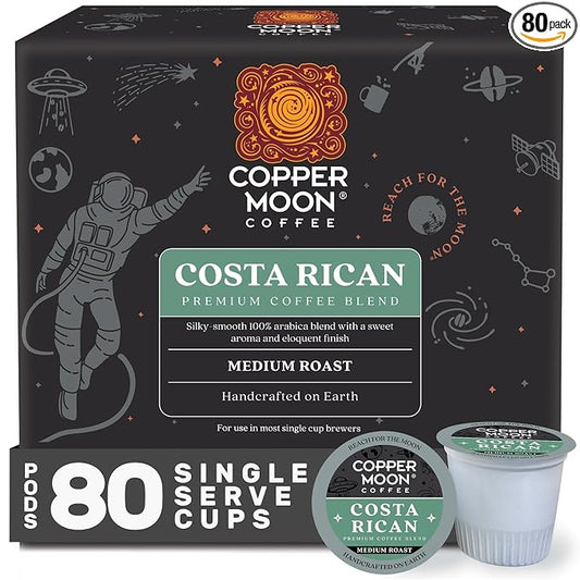 Copper Moon Single Serve Coffee Pods For Keurig K-Cup Brewers, Medium Roast, Costa Rican Blend, 80 Count
