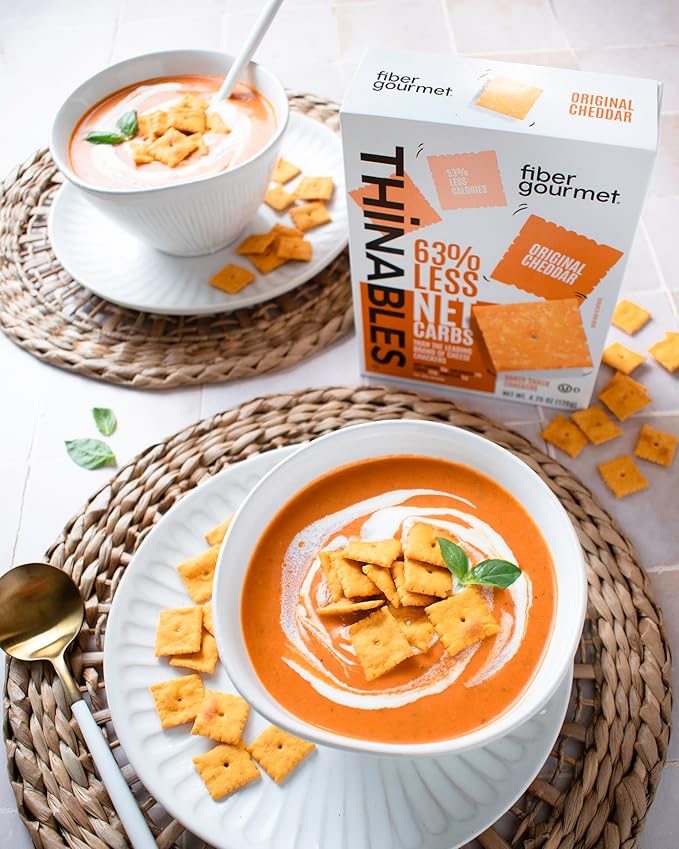 Fiber Gourmet Original Thinables Baked Cheese Crackers – Low Calorie, High Fiber Snack – 6g Net Carbs, 70 Calories, 13g Fiber, 5g Protein – Kosher, Made in USA with Real Cheese - 4.25 oz