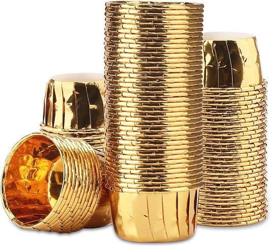 EUSOAR Gold Cupcake Liners, 100pcs 3.5 oz Disposable Aluminum ramekins, Foil Baking Cups, Aluminum Foil Muffin Liners, Aluminum Cupcake Ramekin Holder Cups for Wedding Birthday Party