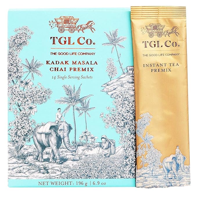 TGL Co. Kadak Masala Chai Instant Tea Premix – 14 Sachets | Bold Indian Spiced Chai Powder | Ready-to-Mix Hot Beverage
