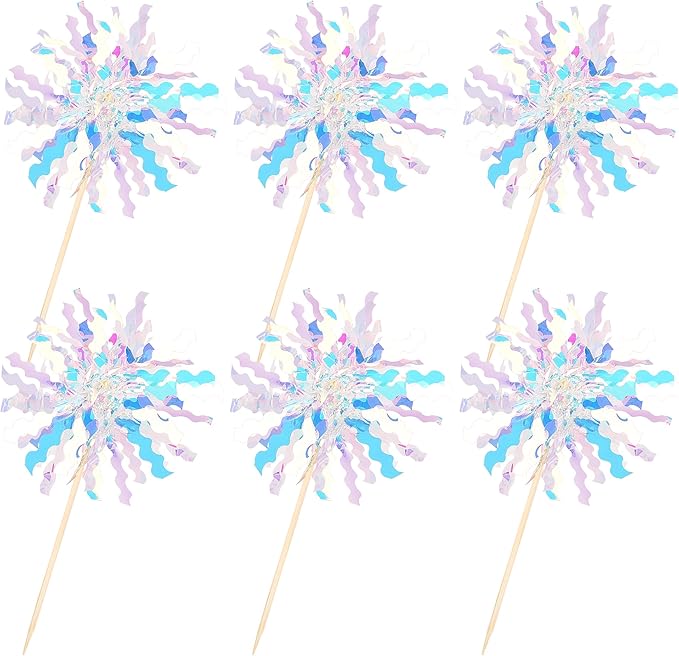 30 PCS Foil Firework Cupcake Toppers Sparkle Tinsel Cupcake Picks Happy Birthday Cake Toppers Drink Stirrers Cocktail Food Fruit Toothpicks for Baby Shower Birthday Party Decorations Supplies Silver