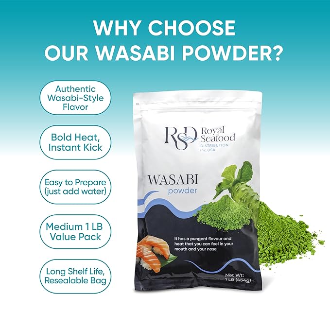 RSF ??Premium Wasabi Powder 1 LB ??Real Japanese Horseradish Root Powder for Sushi, Sashimi & Sauces ??Gluten Free, Hot & Spicy Sushi Seasoning ??Pure Wasabi Paste for Dipping