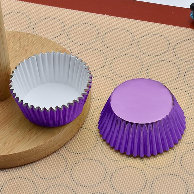200 Pcs Purple Foil Cupcake Liners Standard Baking Cups Muffin Paper Cases