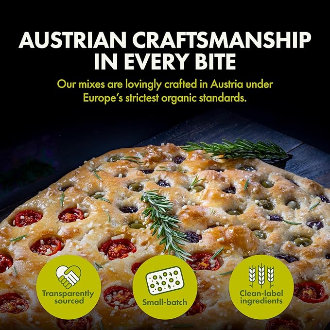 Let???Bake Bread Organic Focaccia Baking Mix - Soft, Flavorful Italian Bread at Home - USDA Organic, Non-GMO, No Additives, Easy Home Baking, Golden Crust, Fluffy Texture - 17.64 oz (1 Pack)