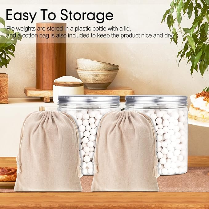 2 Pack White 2 lb Pie Weights for Baking Crust Ceramic Weights Blind Baking Beads with 50 Pcs Disposable Parchment Paper Pie Liner Fit 8,9,10 Inch Dish