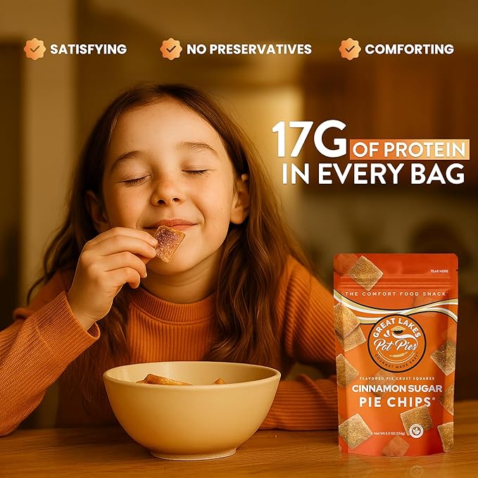 Great Lakes Pot Pies - Cinnamon Sugar Pie Chips - Crunchy Cookie Crisp - Buttery Cinnamon Snacks for Adults & Kids - Cinnamon Crackers - 1 Pack