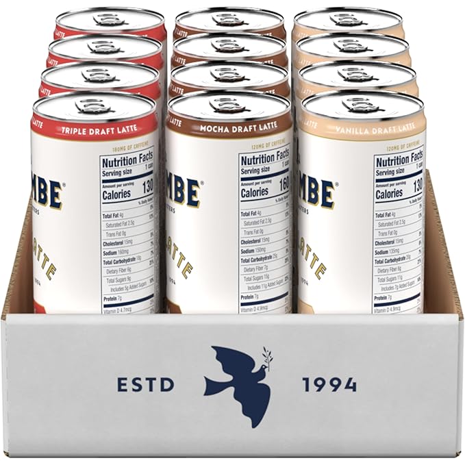 La Colombe Coffee, Draft Latte Variety Pack, 11 fl oz cans (Pack of 12), Includes Triple Latte, Vanilla Latte & Mocha Latte, Coffeehouse Quality, Ready-to-Drink, On-the-Go