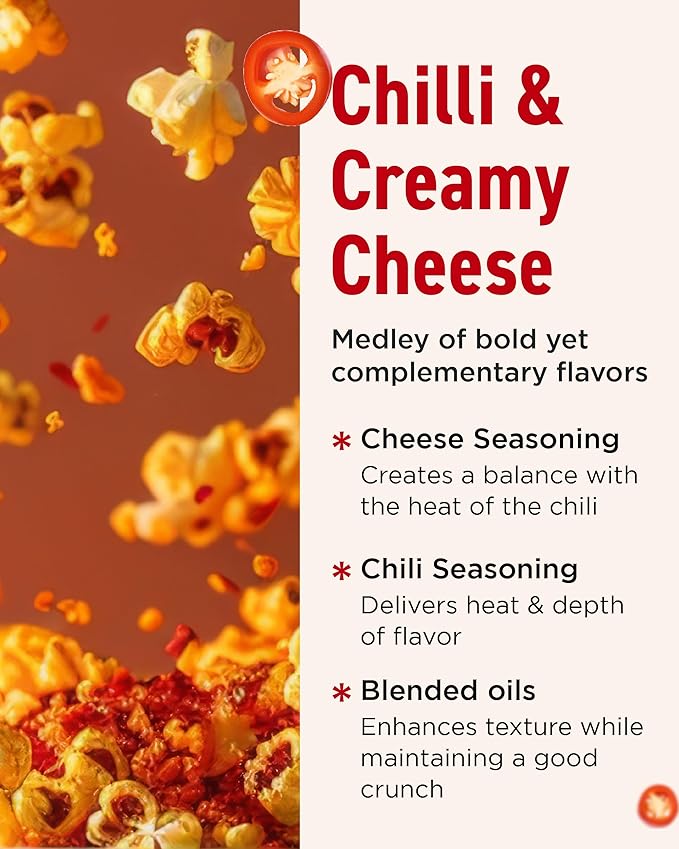 DARDA KPopcorn Hot Chili - Spicy Popcorn Snack with Bold Chili & Creamy Cheese Flavor, Crispy & Light, Low-Calorie, Non-Fried, Zero Cholesterol (Pack of 2)