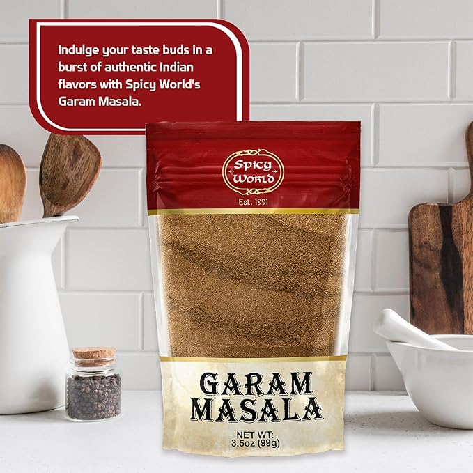 Spicy World Garam Masala Powder 3.5 Oz | Salt Free, Vegan | Indian Origin | Garam Masala Spice Powder