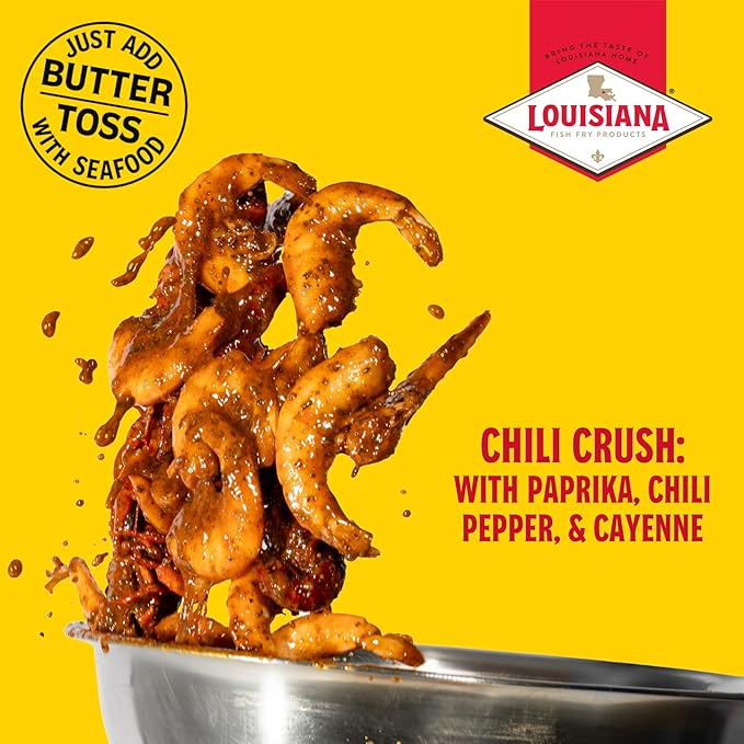 Louisiana Fish Fry Cajun Drip Chili Crush Butter Seasoning Mix - Seasoned Butter Sauce for Seafood - 2 oz. Bag (Pack of 1) - Just Add Butter and Toss with Seafood - Add a Burst of Flavor to Your Boiled Seafood with Cajun Drip