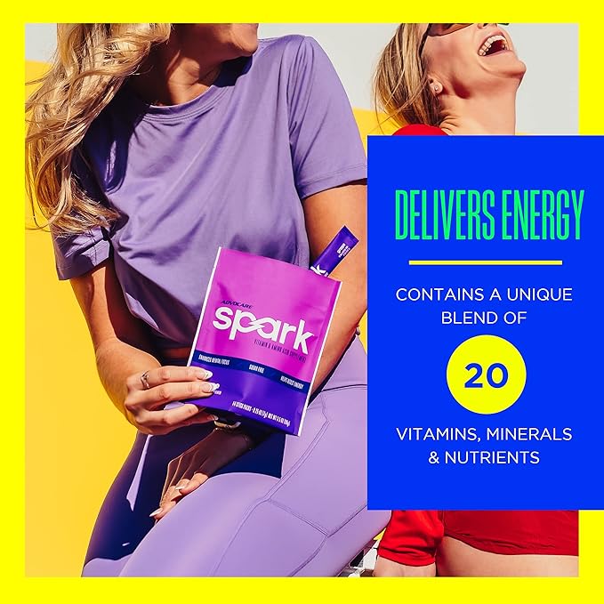 AdvoCare Spark Vitamin & Amino Acid Supplement - Focus & Energy Drink Powder Mix with Vitamin A, B-6, C & E - Also Includes L-Carnitine & L-Tyrosine - Grape, 14 Stick Packs