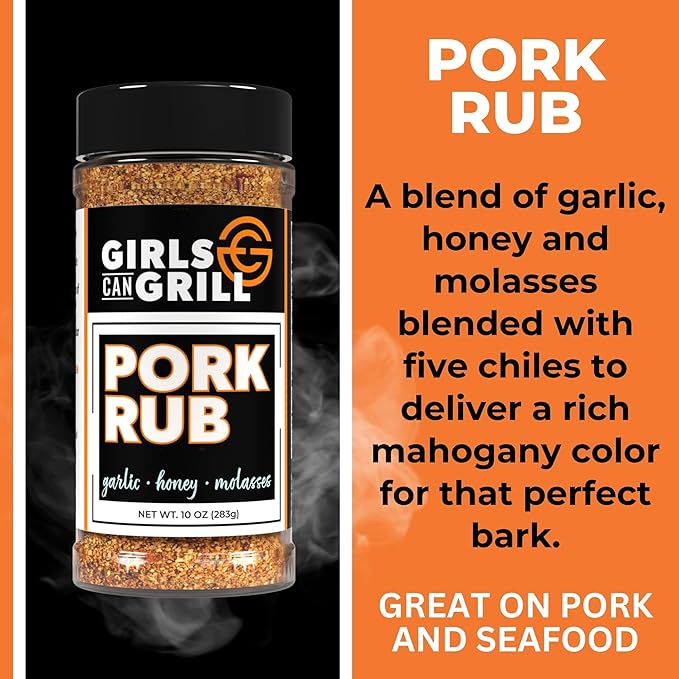 Girls Can Grill Pork Rub | Award Winning Barbecue Seasoning for Pork Butt, Pork Chops, Pork Tenderloin, Bacon and Seafood | 10 oz