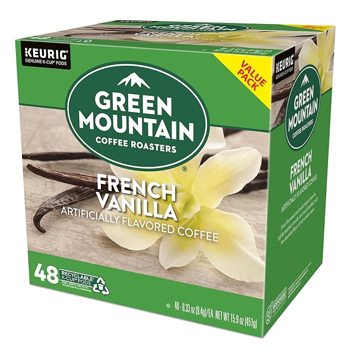 Green Mountain Coffee Roasters French Vanilla Coffee, Keurig Single-Serve K-Cup Pods, Light Roast, 48 Count