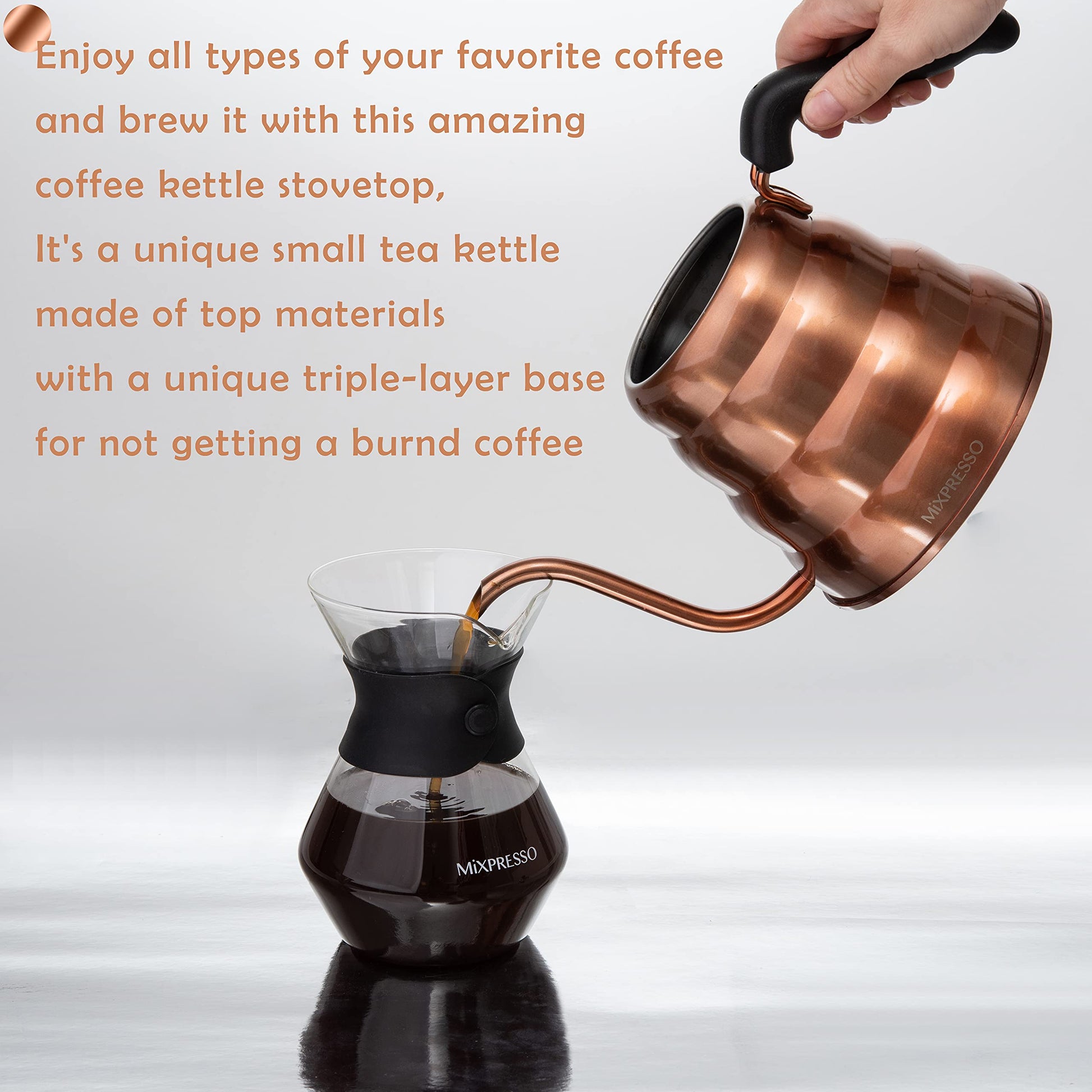 Mixpresso Gooseneck Pour Over Coffee Kettle, Barista Pour Control Design For Coffee & Tea