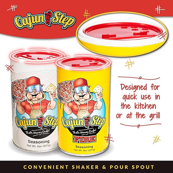 Cajun Two Step - StaleKracker - Variety Bundle - 1 each of Original Seasoning 8oz and Fire Seasoning 8 oz