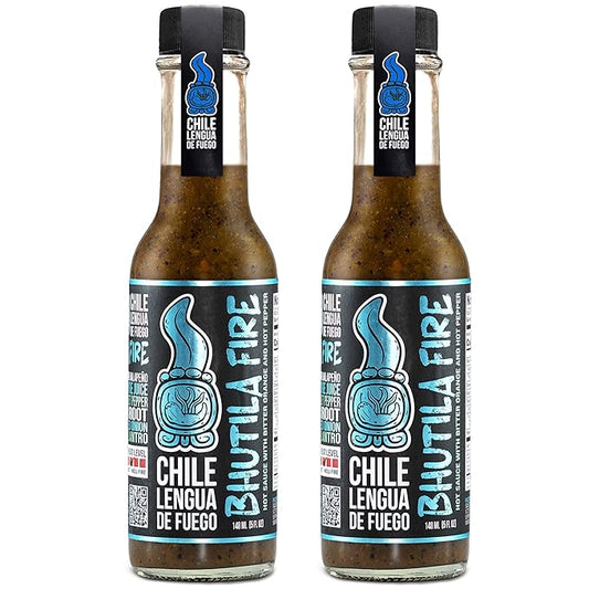 Bhutila Fire Honduran Hot Sauce – Pack of 2 – Ghost Pepper & Sour Orange Blend, 4.5/6 Heat Level