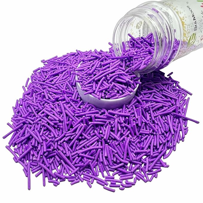 SE Si&Moos Purple Jimmies Sprinkles Purple Sprinkles for Cake Decorating Edible Crunchy Jimmies for Topping Ice Cream, Cookies, Cakes, Cupcakes, Dessert Decorating 3 OZ
