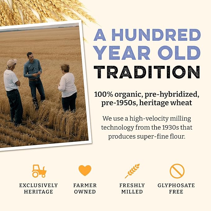 Sunrise Flour Mill USDA Organic Heritage Pasta Flour - 5 lbs | Milled from Hard Red Wheat | Easier to Digest with Less Bloating | No Bleaching or Bromating | Zero Additives