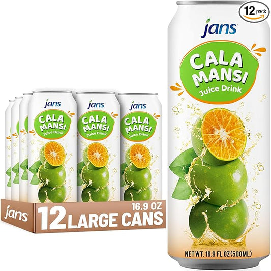 Jans Golden Lime Juice Calamansi Drink (16.9 oz Cans, 12-Pack) ??Philippine Kalamansi Citrus