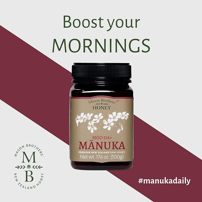 Mason Brothers’ Raw Manuka Honey MGO 514+ | New Zealand Honey, MGO Certified / 17.6oz