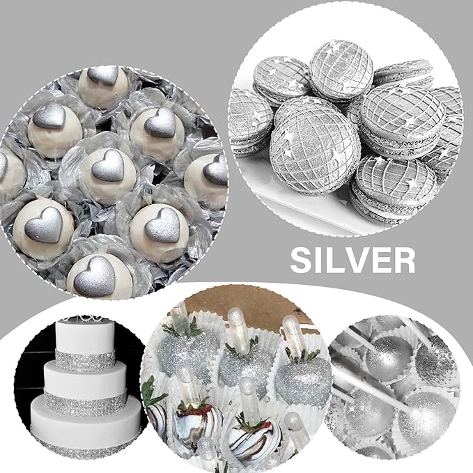 Edible Glitter Spray - 20g Luster Dust Edible Glimmer Powder for Sparkling Cocktails, Cake, Cupcakes, Wine, Beverage - Food Grade Shimmer Dust Powder for Baking, Drinks, Cookies Decoration (Silver)