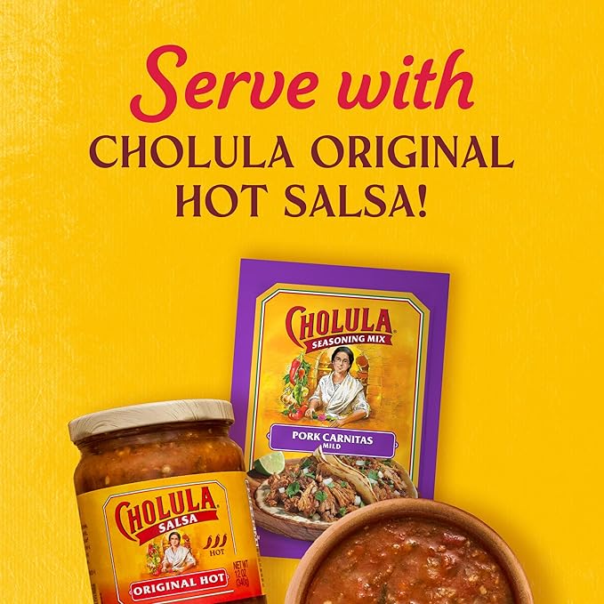 Cholula Seasoning Mix, Pork Carnitas, Mild Heat, For Tamales, Pulled Pork Tacos, Burrito Bowls, Dips and More, 1.3 oz (Pack of 12)