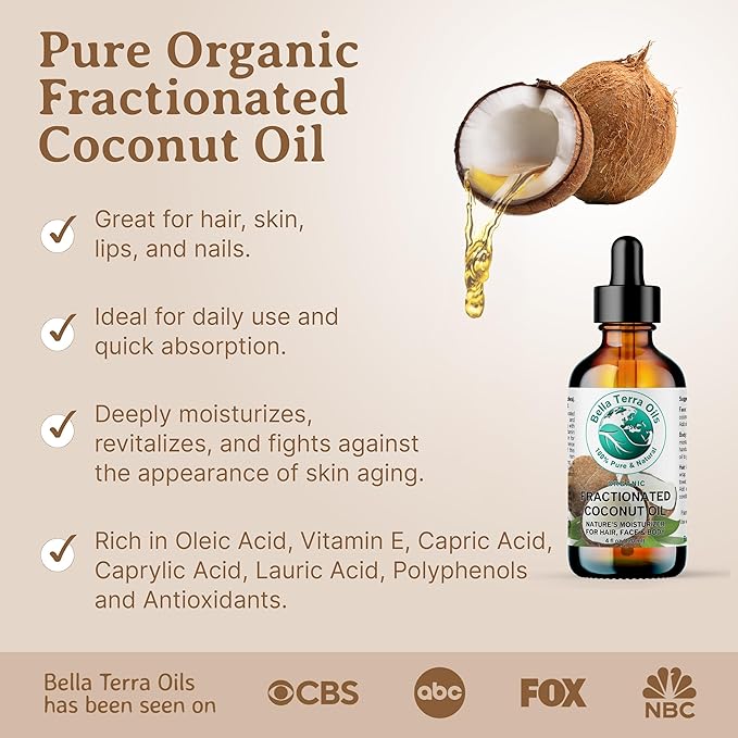 Bella Terra Oils Fractionated Coconut Oil (MCT Oil) ??1 gallon, Deeply Hydrating, Lightweight, Non-Greasy