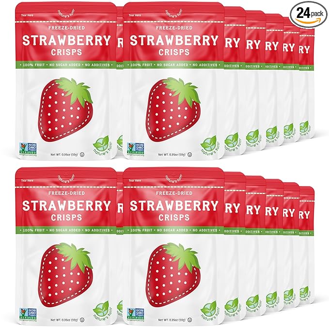 Nature?™s Turn Freeze-Dried Fruit Snacks, Strawberry Crisps, Pack of 24 (0.35 oz Each)
