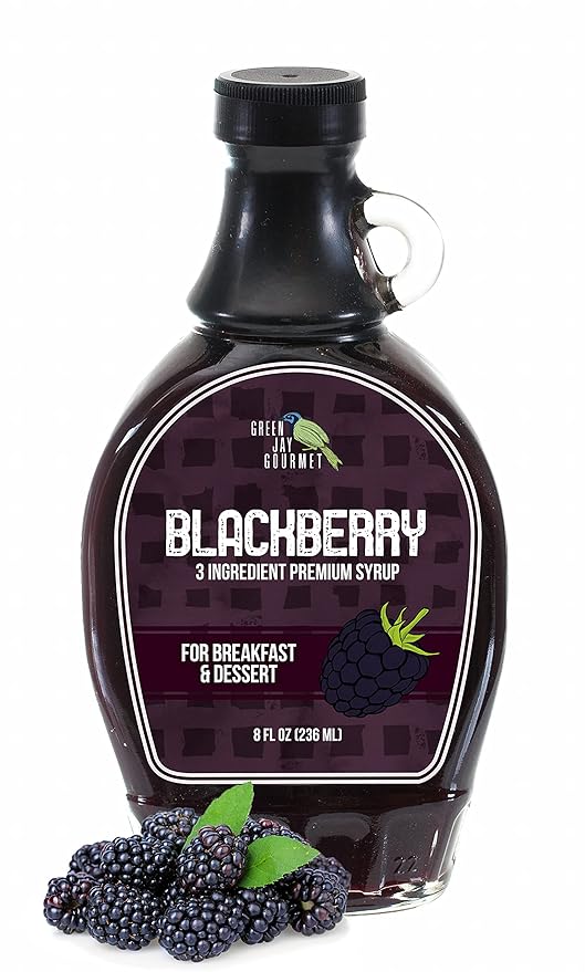 Green Jay Gourmet Blackberry Syrup - 3 Ingredient Premium Breakfast Syrup with Fresh Blackberries