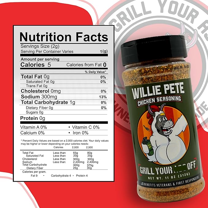 GYAO Willie Pete Chicken Seasoning – 11oz Southern Garlic Pepper Blend BBQ Seasoning for Chicken, Beef & More – MSG & Gluten Free – USA Made & Veteran Owned