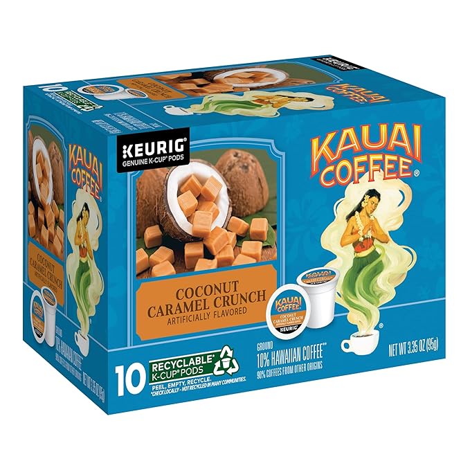 Kauai Coffee K-Cup Pods for Keurig Brewers – Arabica Coffee, 10% Hawaiian – Mild, Medium and Dark Roast, Rich, Smooth, No Bitterness – Six Flavors, 6 Packs of 10 Single Serve K-Cups