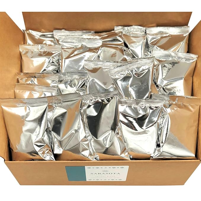 Sarasota Coffee Ground Packets | Gourmet Flavored Medium Roast Bulk Coffee Packs | Christmas Holiday | Low Acid Mold Free Singles Individual Pouches for 12 Cup Coffee Maker | 2 Ounce Bags, 36 Count